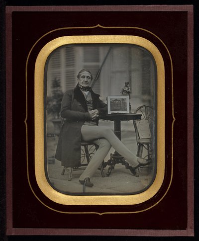 Self-Portrait with Daguerreotype of Roman Forum by Jean Gabriel Eynard
